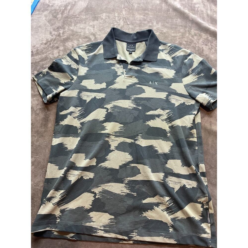 Armani Exchange Men's Camouflage Short Sleeve Regular Fit Polo Shirt‎ Size M